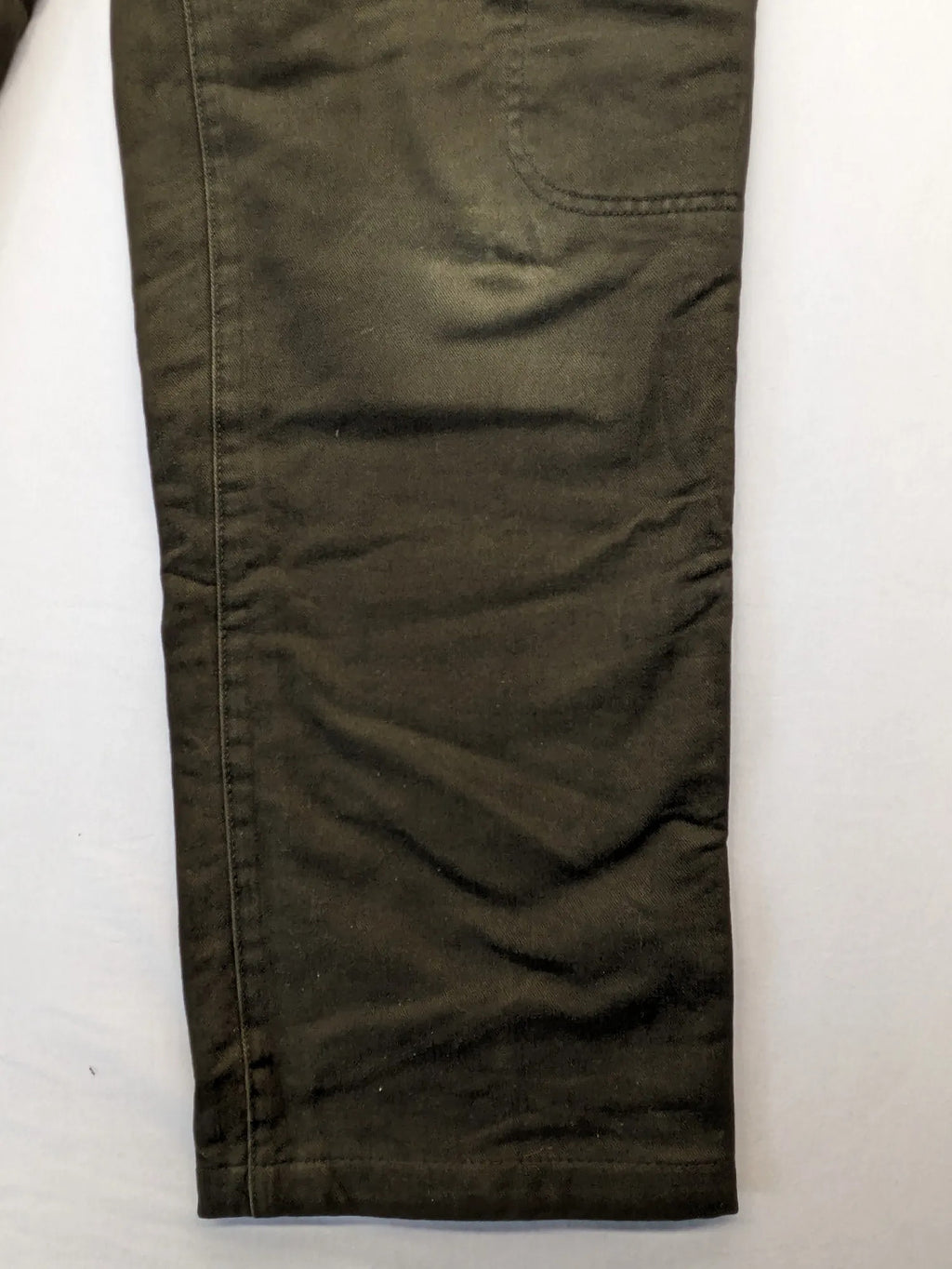 Lands' End green cargo pants with plaid flannel lining and traditional fit design.