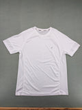 Smilodox white workout t-shirt with logo on chest and reflective detail on back.