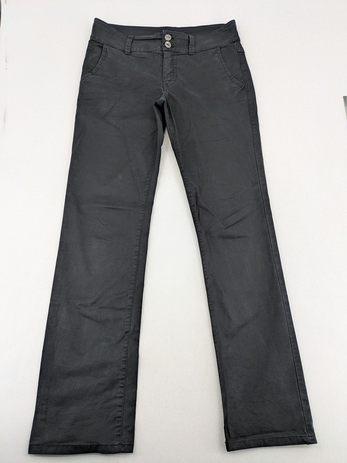 Bernd Berger grey chino pants with double button closure and straight leg design.