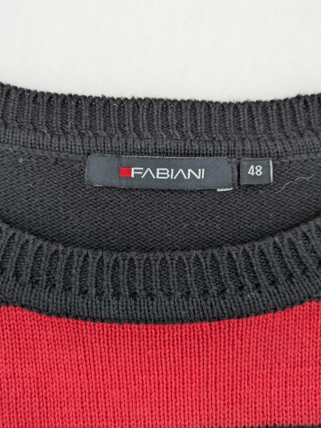 Fabiani turtle neck jumper multi striped pattern black red grey cotton blend
