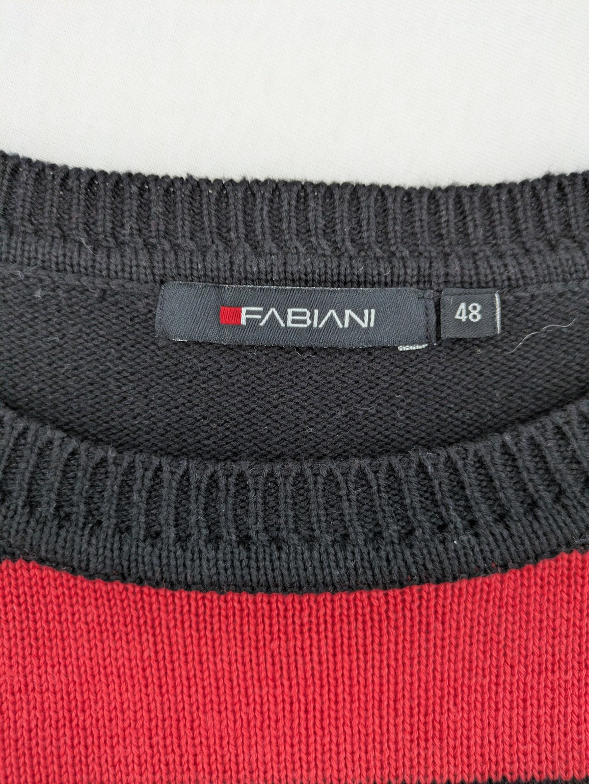 Fabiani turtle neck jumper multi striped pattern black red grey cotton blend
