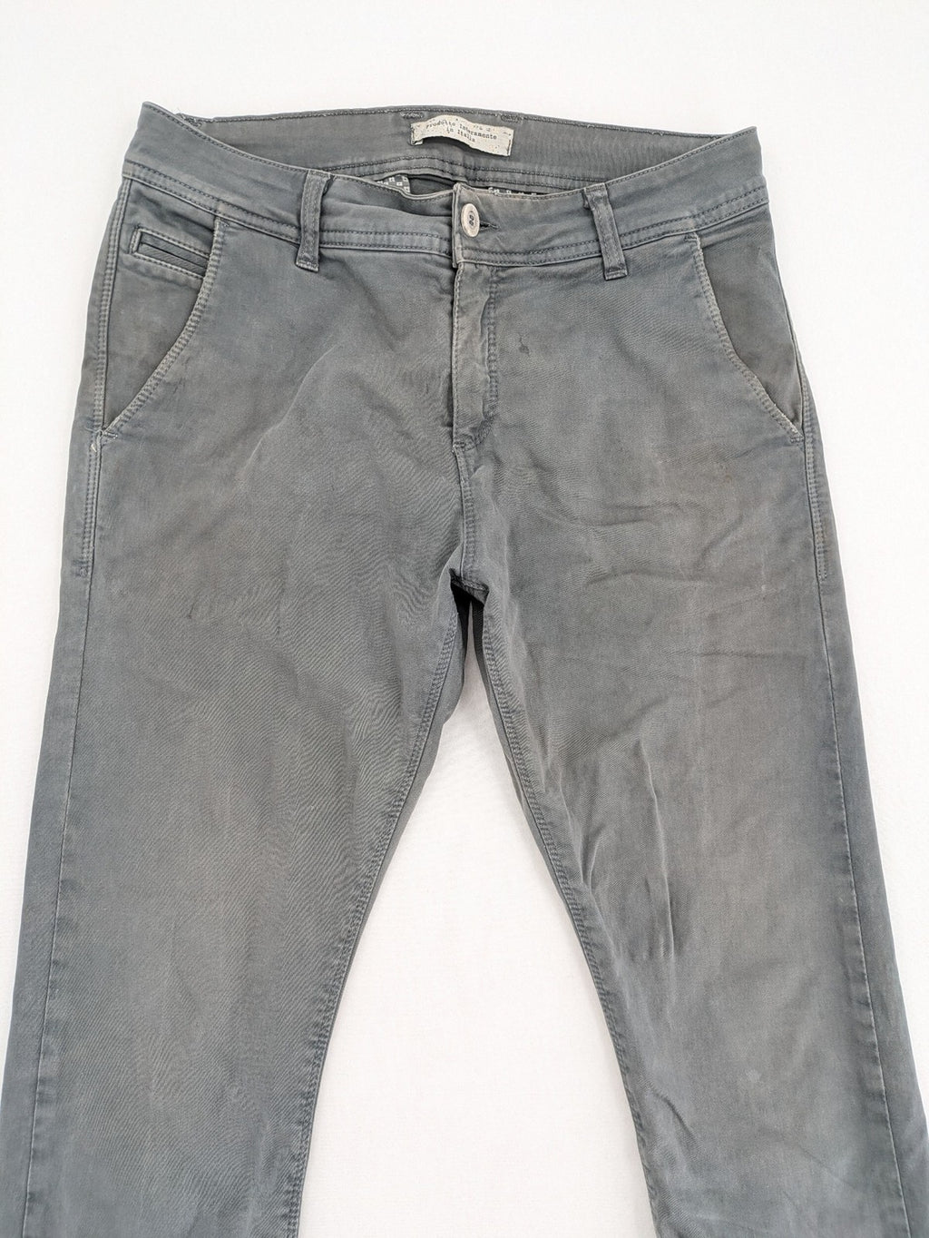 Money grey chino pants slim fit cotton stretch made in Italy with button closure.