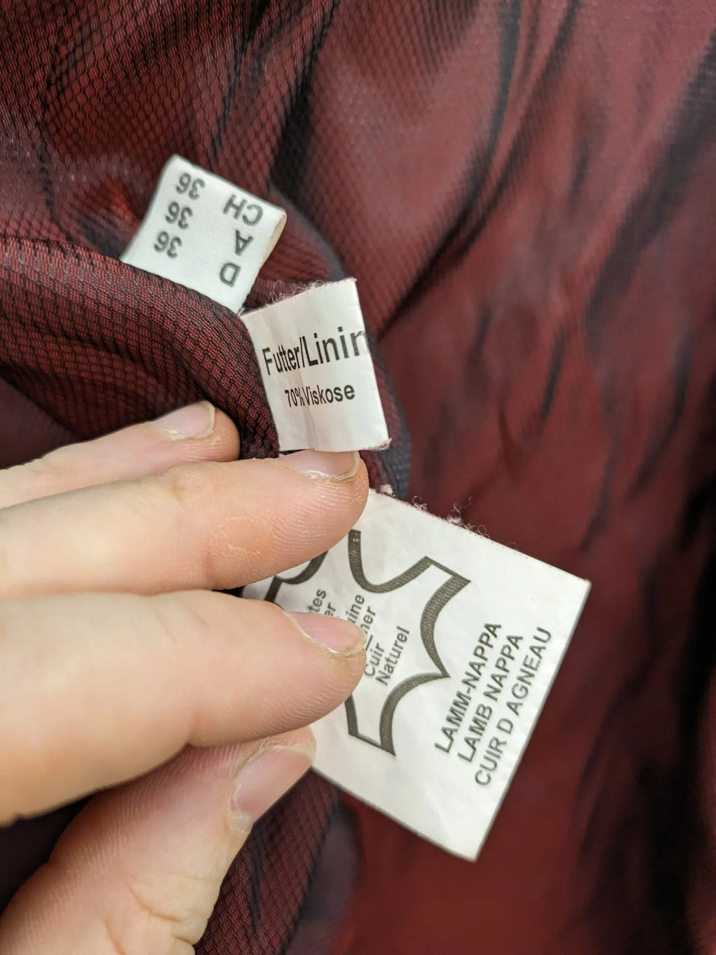 Ultsch burgundy leather jacket vintage soft lamb nappa with braided pocket details