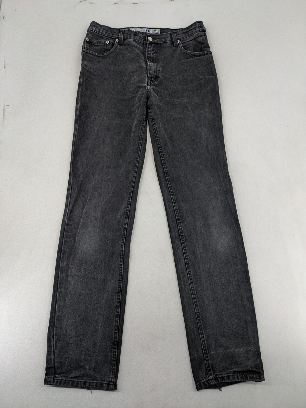Ninety straight jeans faded black denim five-pocket design 100% cotton vintage style