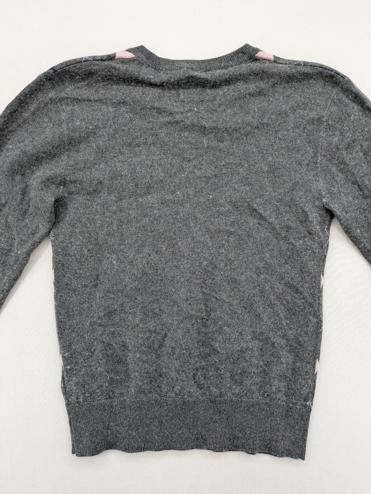 L.O.G.G. pink turtle neck jumper argyle pattern in grey, pink, and navy wool blend.