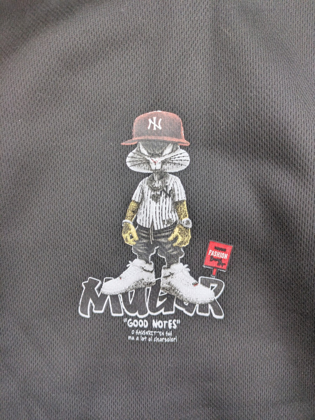 Kuima multi graphic hoodie black featuring large Bugs Bunny print and kangaroo pocket.