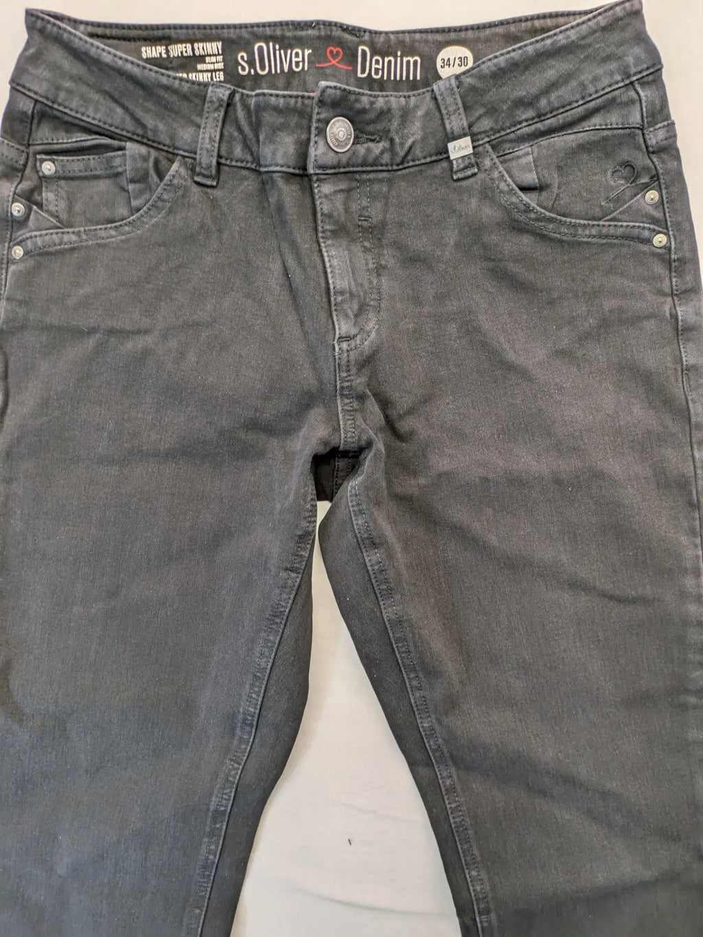s.Oliver grey super skinny jeans with medium rise and stylish washed finish