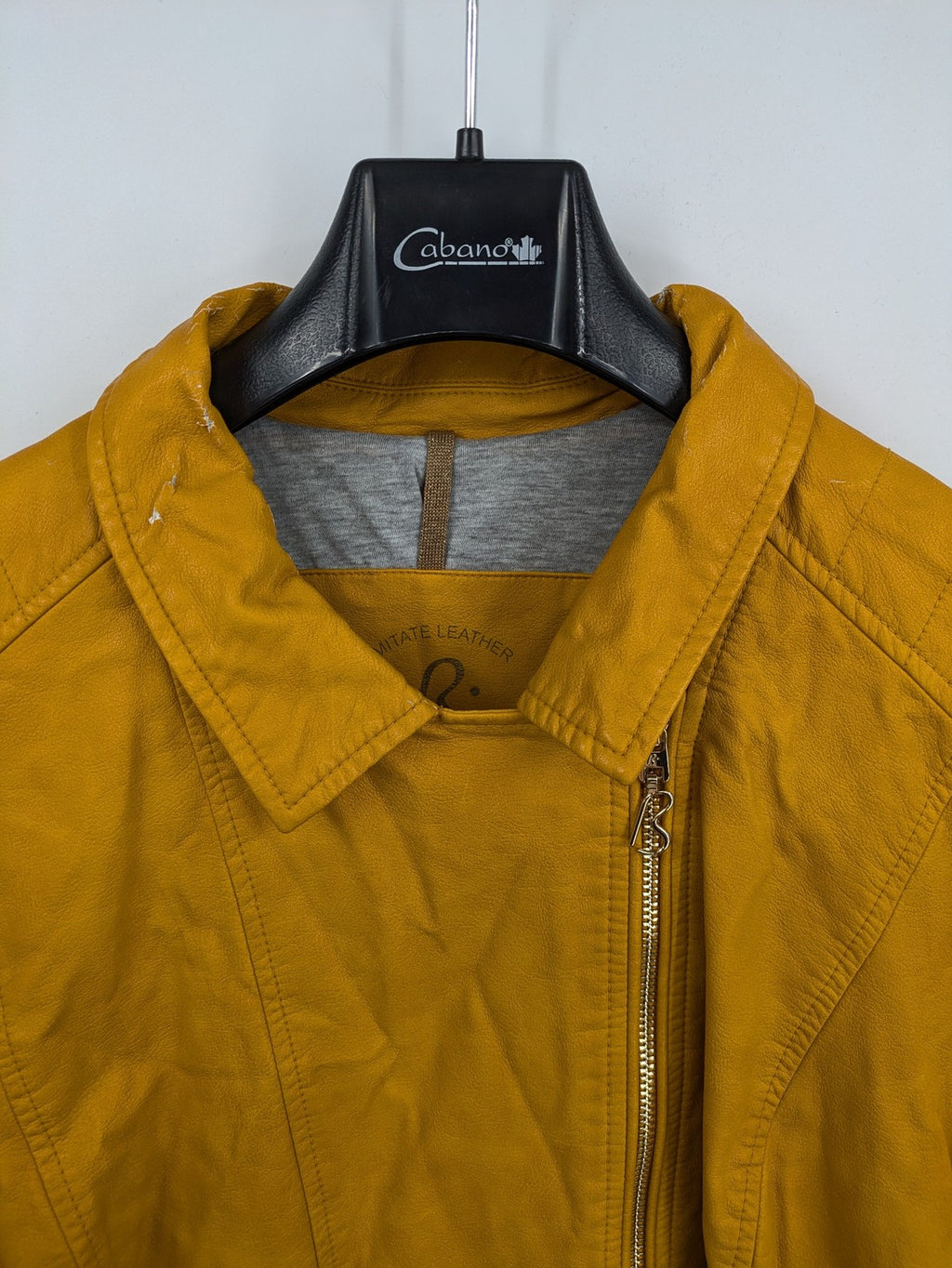 Moto yellow biker jacket asymmetrical zipper shoulder detailing soft faux leather