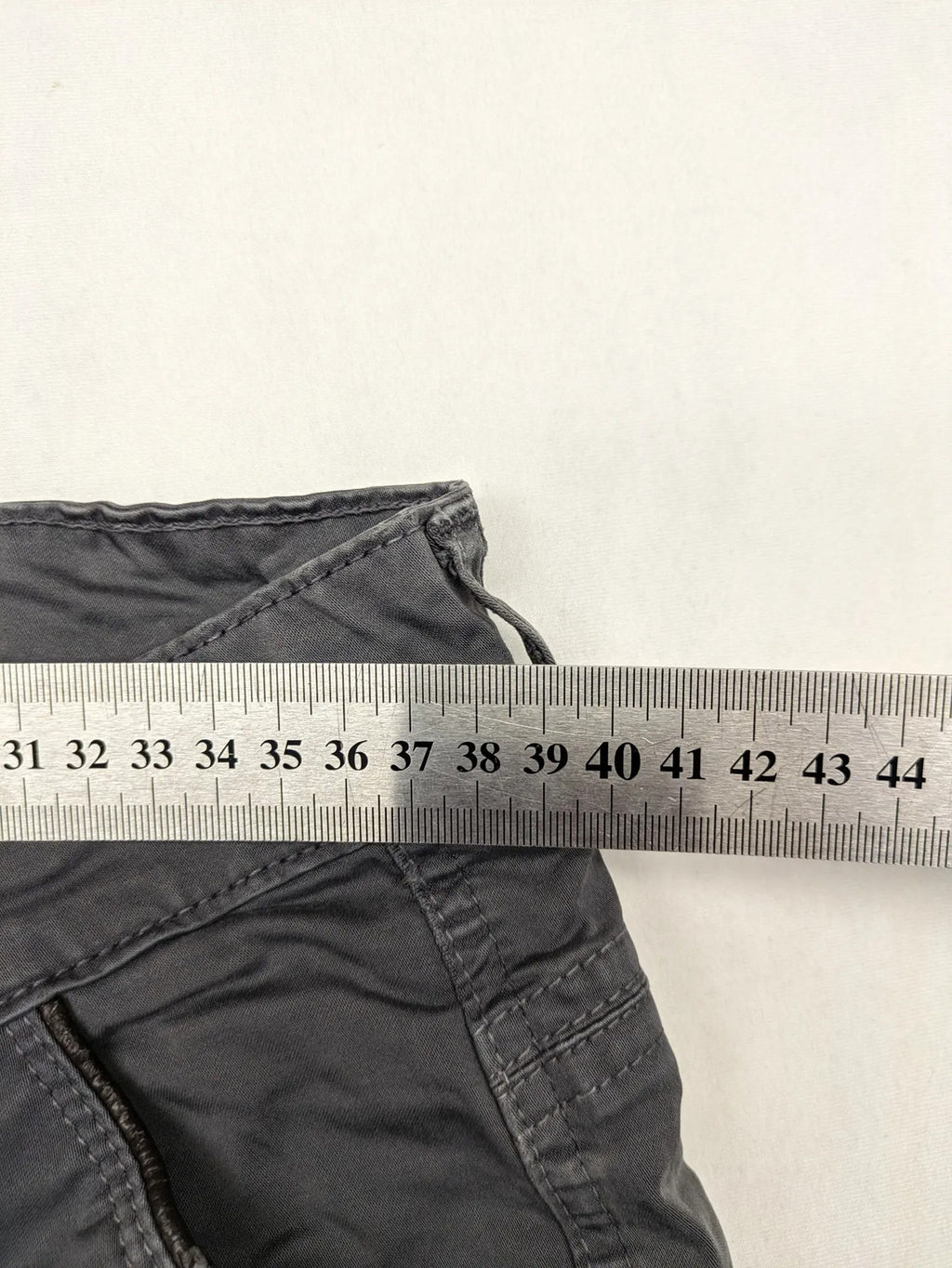 Tommy Hilfiger grey chino pants flat front straight leg subtle logo detail