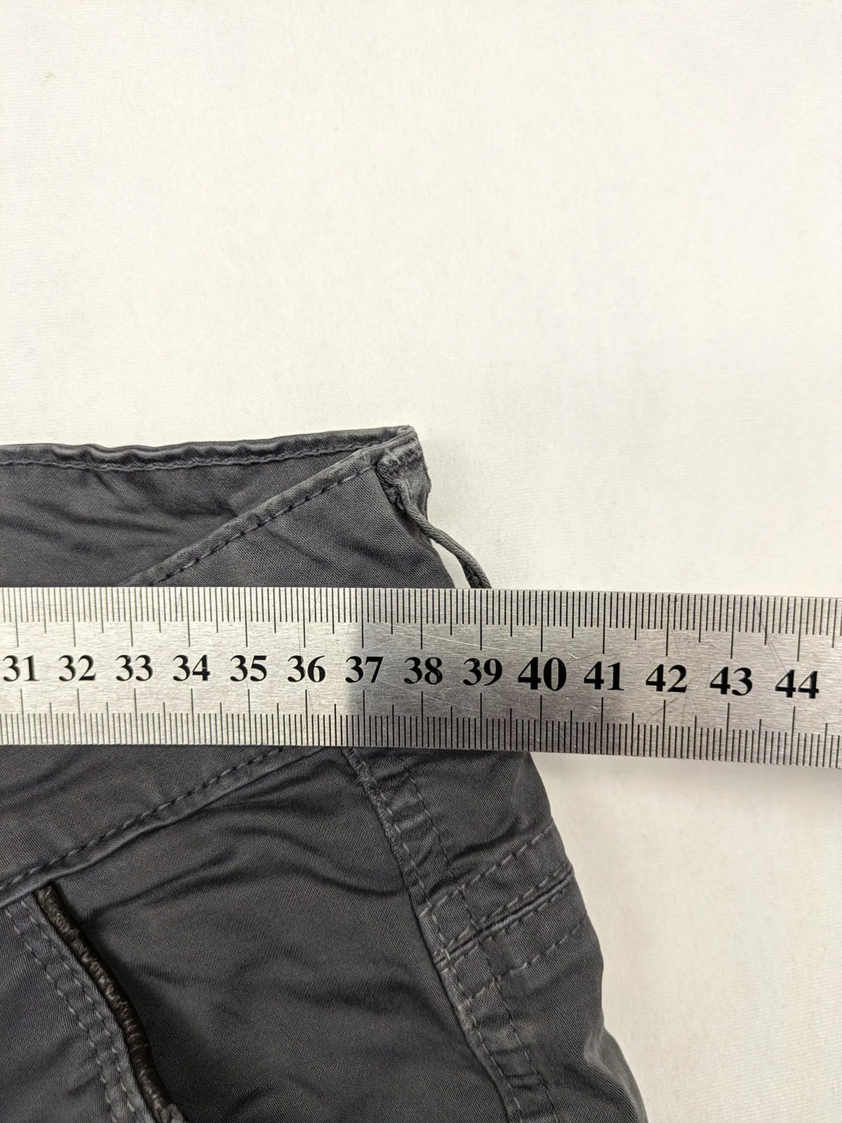 Tommy Hilfiger grey chino pants flat front straight leg subtle logo detail