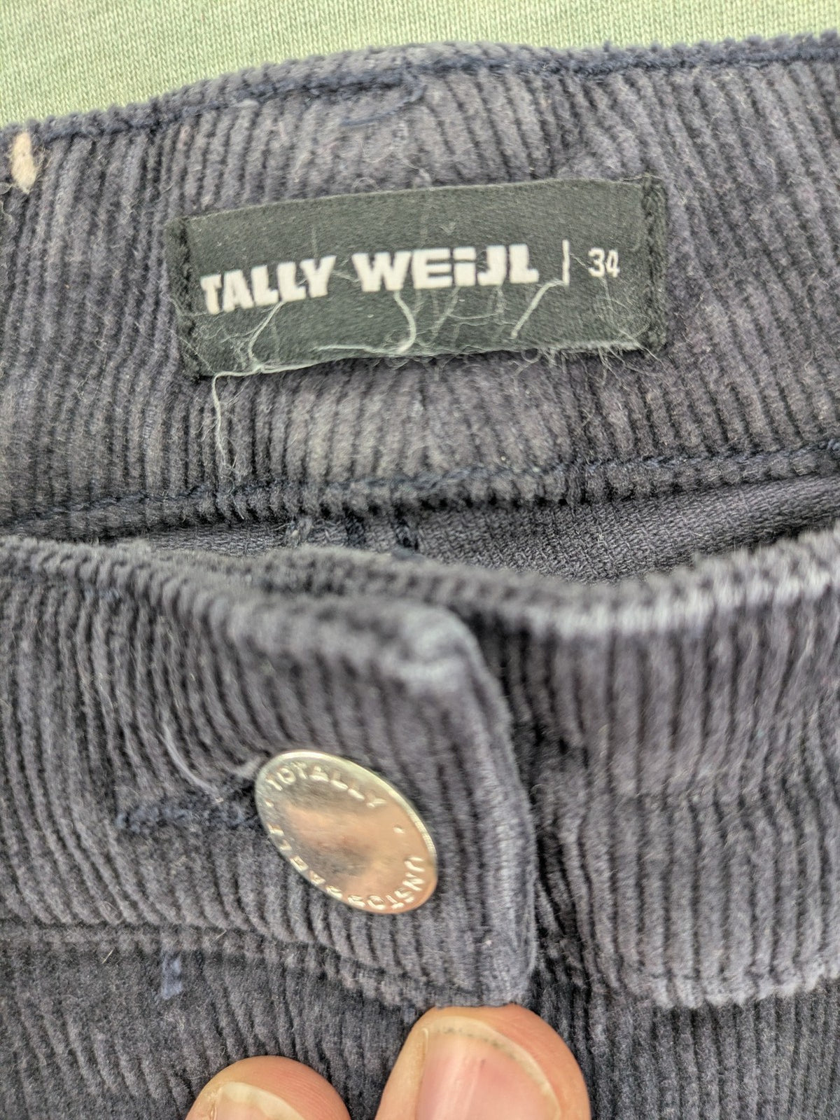 Tally Weijl grey cord pants wide leg high waist five-pocket design