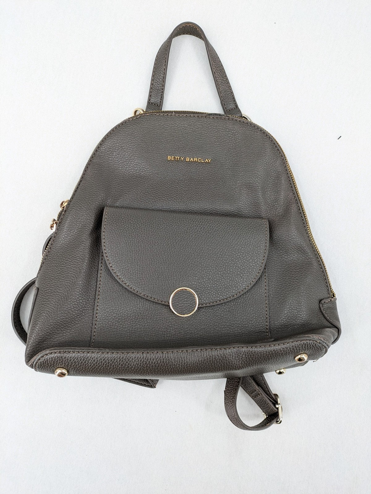 Betty Barclay grey handbag textured faux leather gold metal details adjustable straps