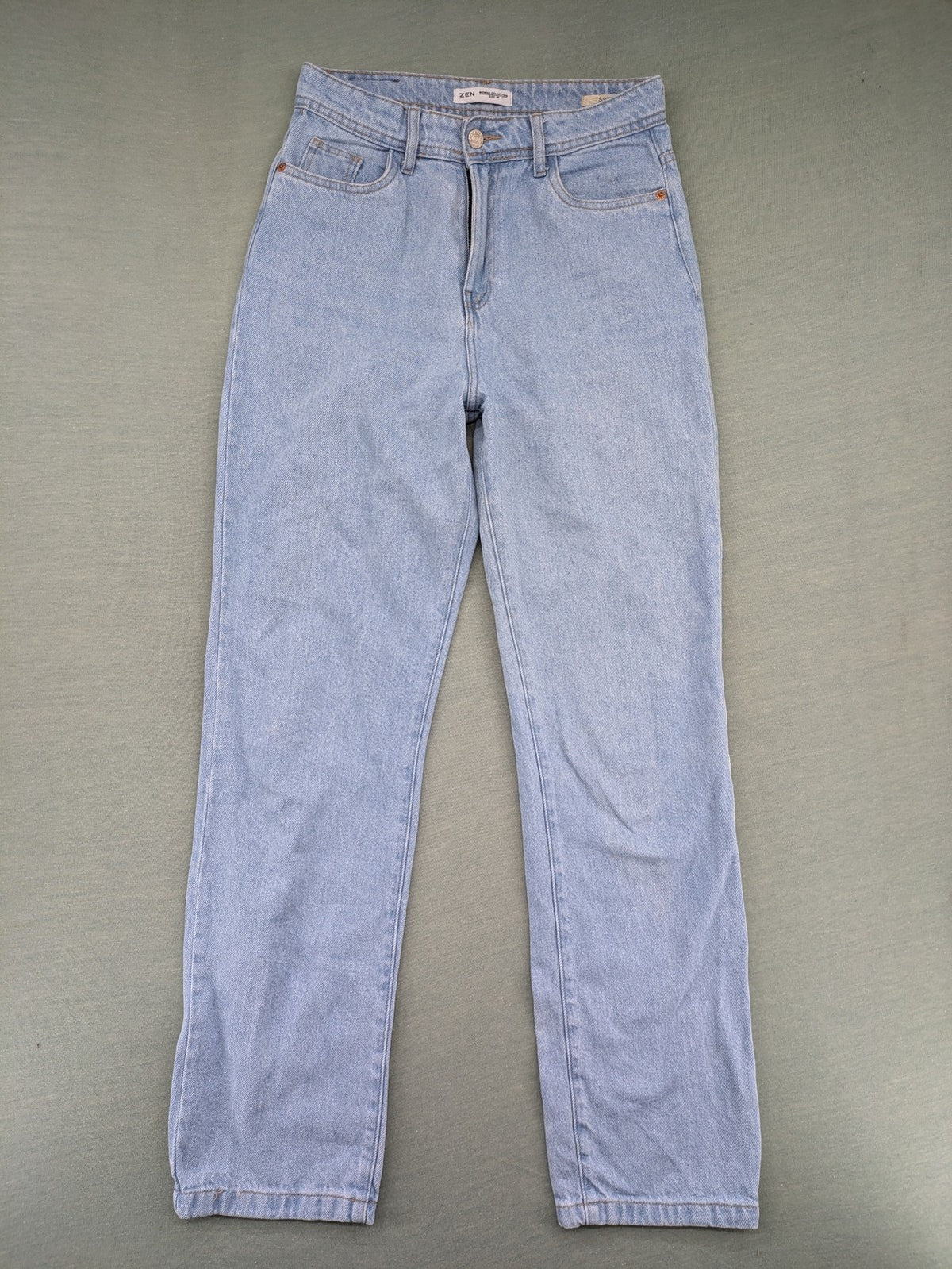 Zen blue straight jeans high rise classic stone wash 100% cotton