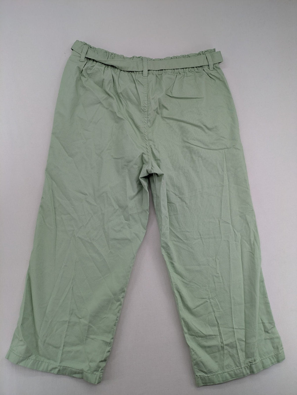 Pageone green cropped pants wide leg paperbag waist with matching tie belt