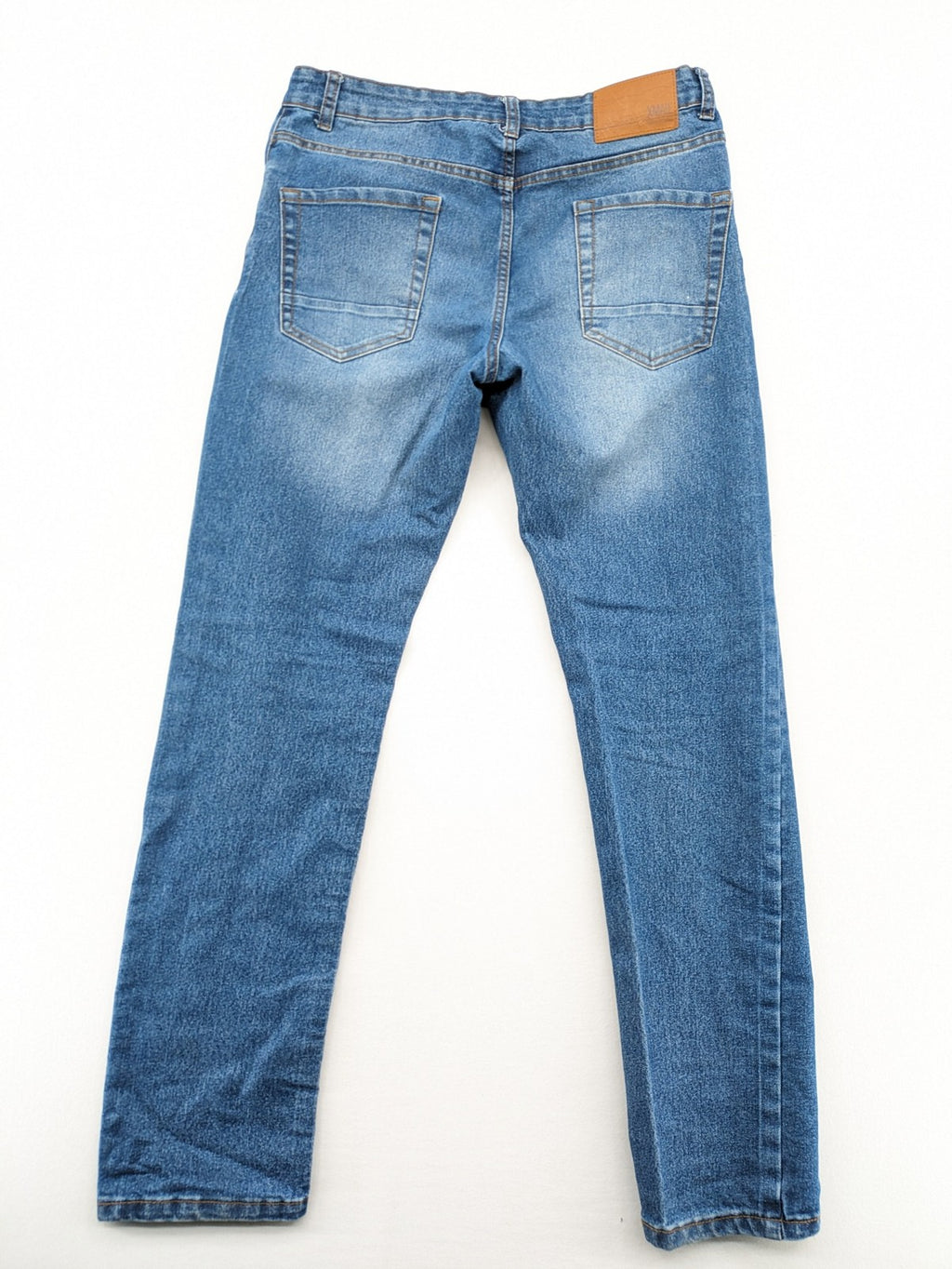 X-Mail blue straight jeans classic 5-pocket style with button closure and belt loops.