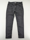 Zara black straight jeans faded wash five-pocket design with zipper closure.