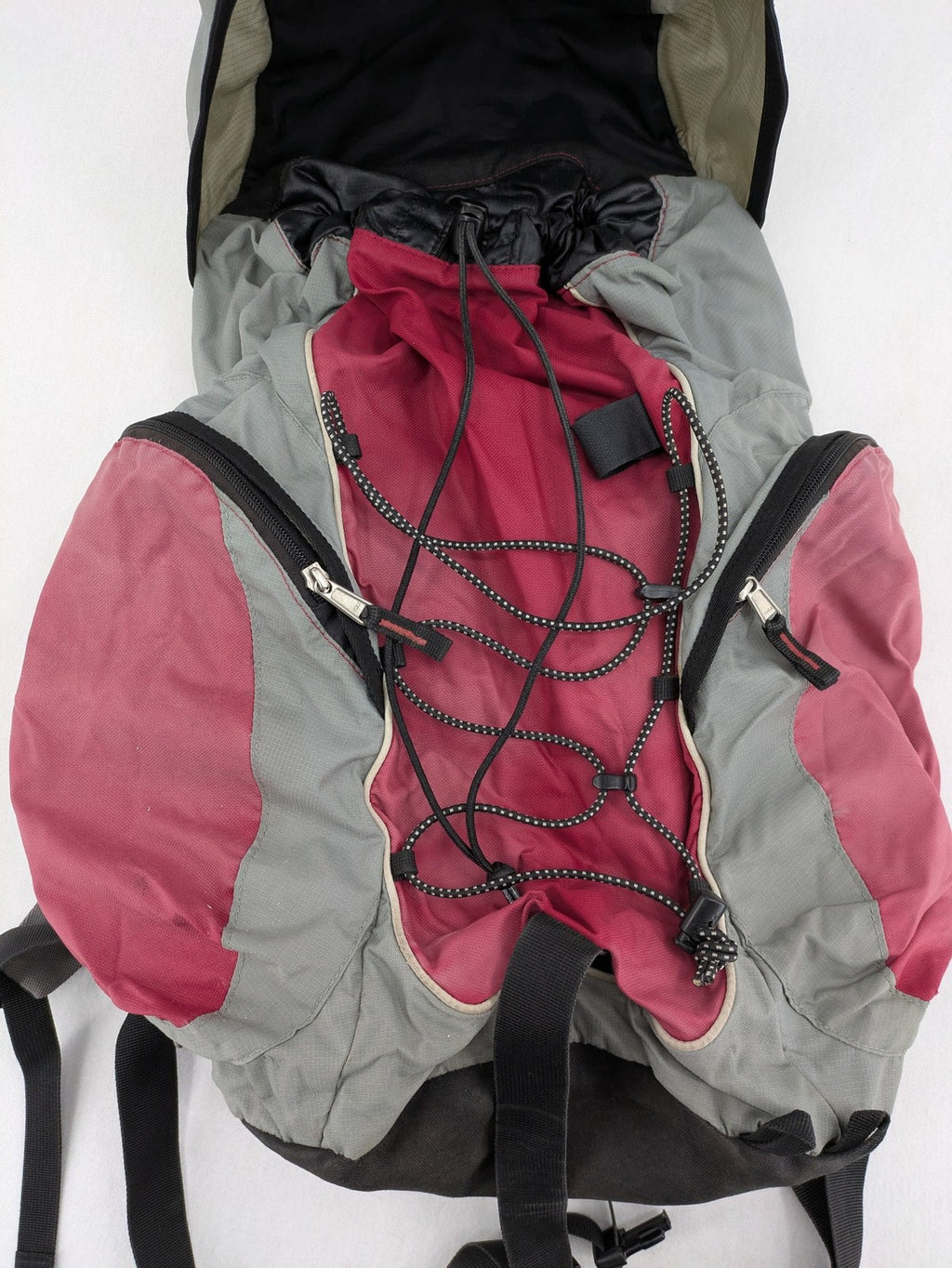 Deuter grey and pink Aircomfort Walk Air 30 rucksack with mesh back system.