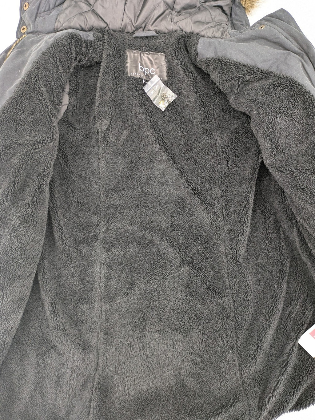 bpc bonprix collection black parka with teddy fleece lining and faux fur hood