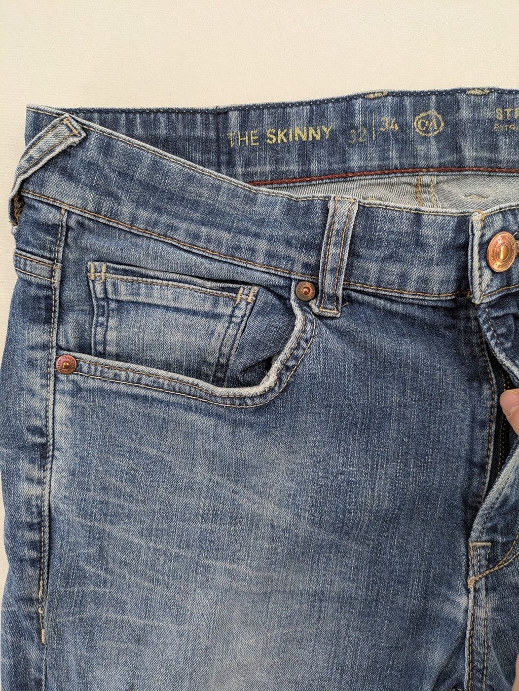 C&A blue skinny jeans medium wash five-pocket design cotton stretch blend