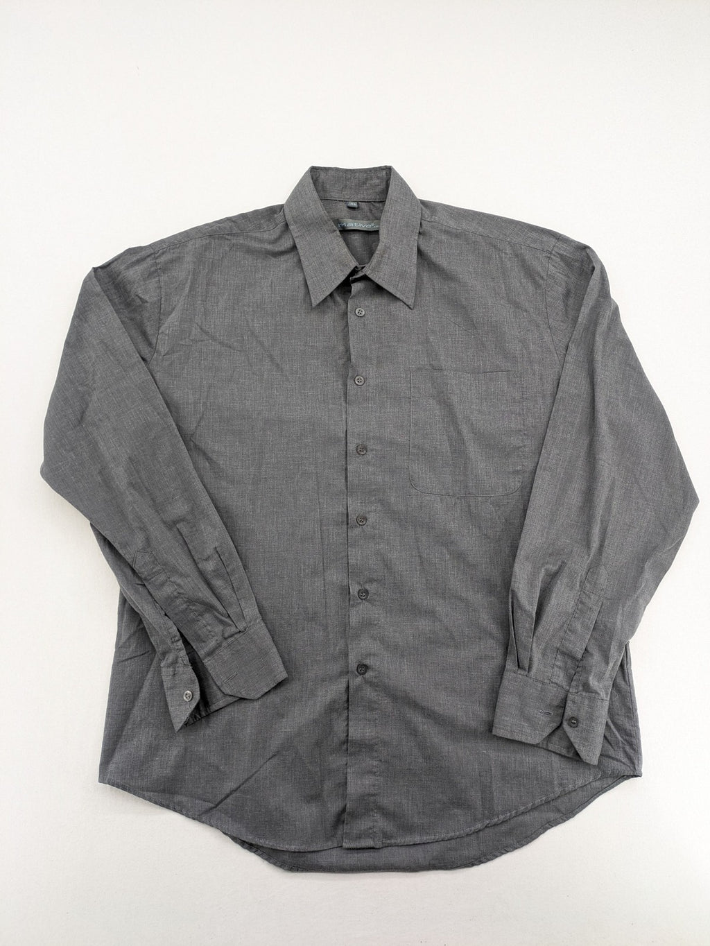Mative pink button-up shirt with classic collar, chest pocket, cotton-polyester blend.