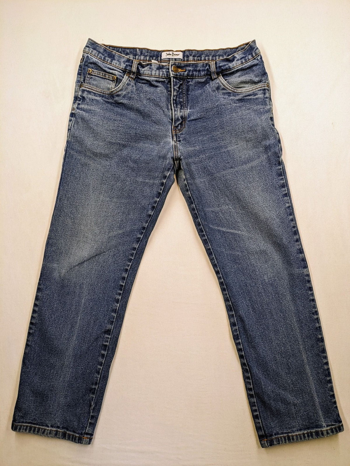 john baner blue straight jeans classic 5-pocket design durable denim material