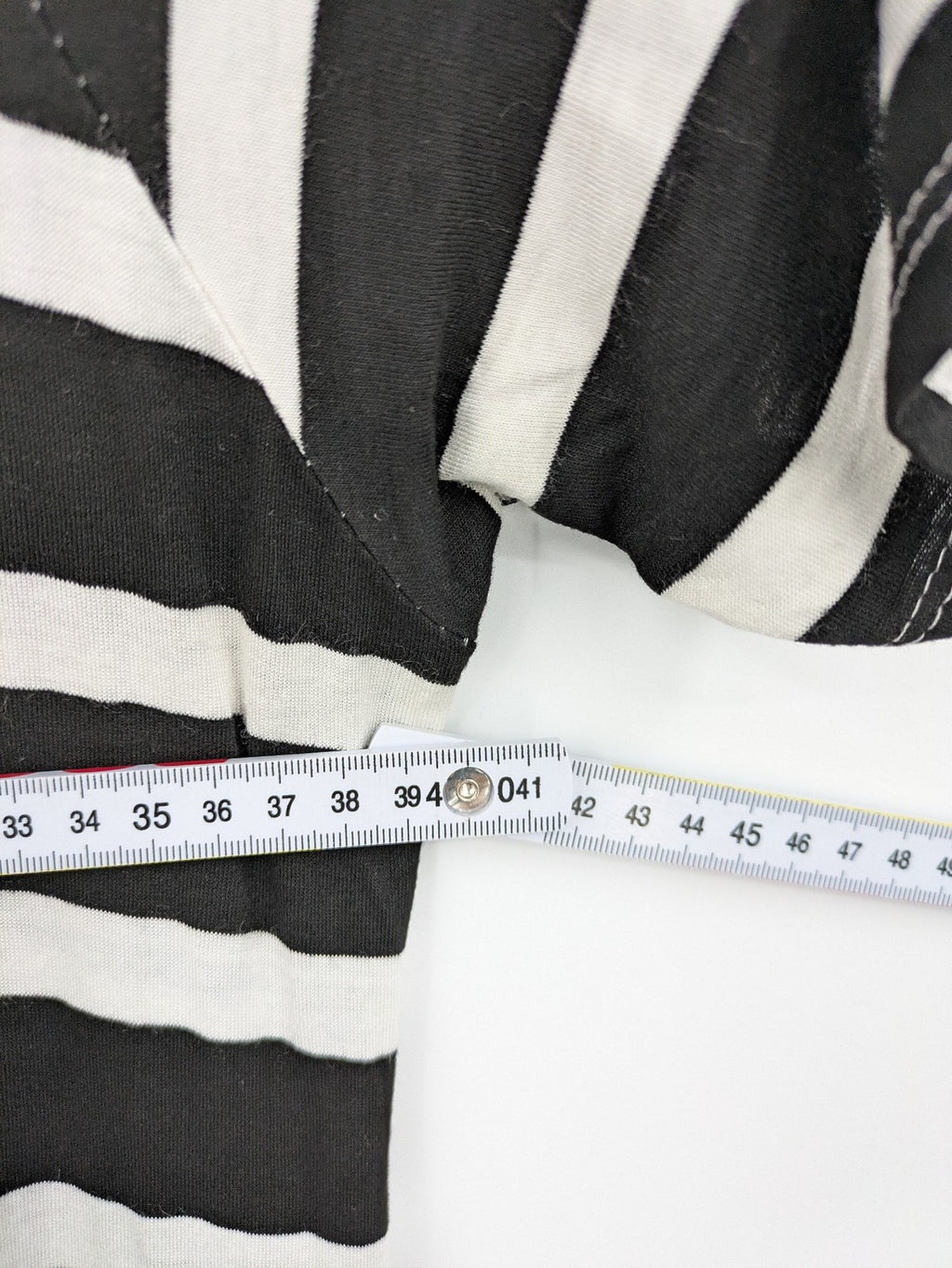 perfekt striped T-shirt dress black white side gathering soft viscose material