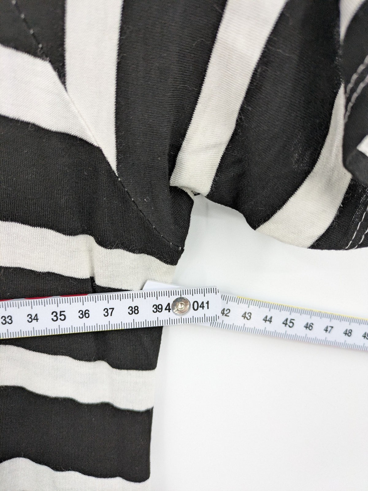 perfekt striped T-shirt dress black white side gathering soft viscose material