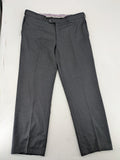 Desch grey suit pants with subtle pinstripe pattern and flat front design.