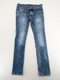 C&A blue skinny jeans medium wash five-pocket design cotton stretch blend