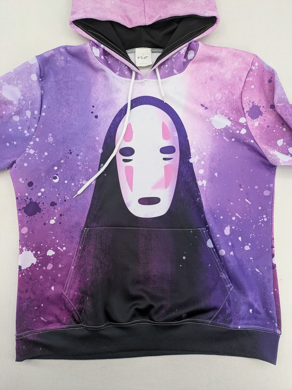 Lila zip-through hoodie multi-coloured featuring No Face graphic, front kangaroo pocket, drawstring hood.