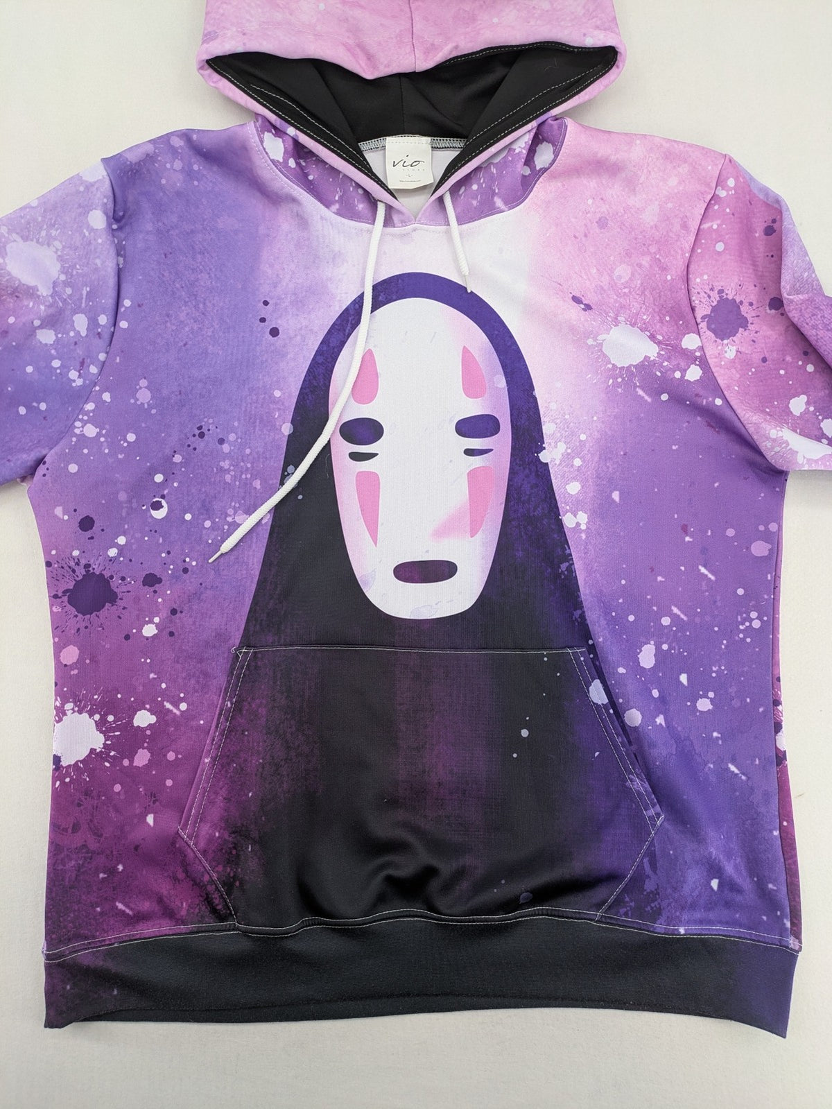 Lila zip-through hoodie multi-coloured featuring No Face graphic, front kangaroo pocket, drawstring hood.