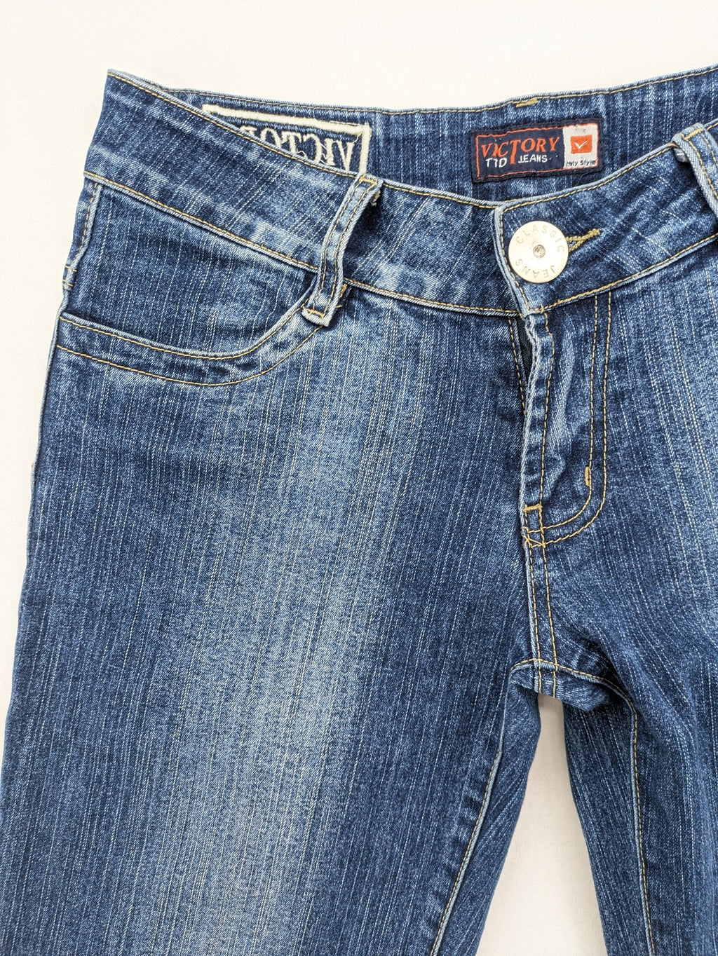 Victory TTD blue bootcut jeans low-rise stretch denim classic wash