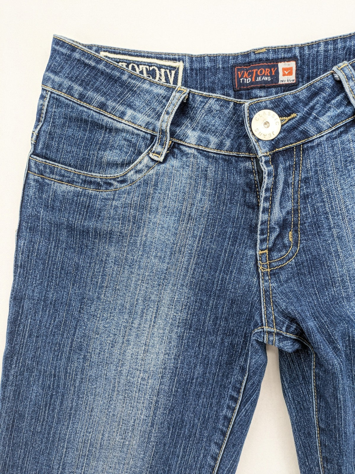 Victory TTD blue bootcut jeans low-rise stretch denim classic wash