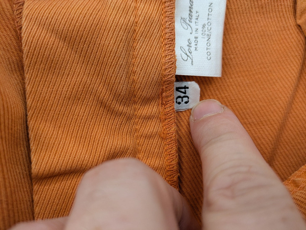 Loro Piana orange straight jeans 5-pocket style made of 100% cotton.