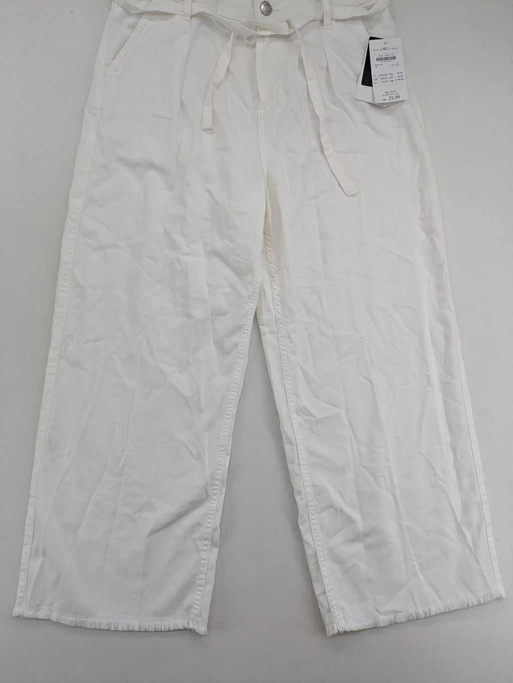 Page One white culotte pants high waist wide leg breathable linen blend with matching belt