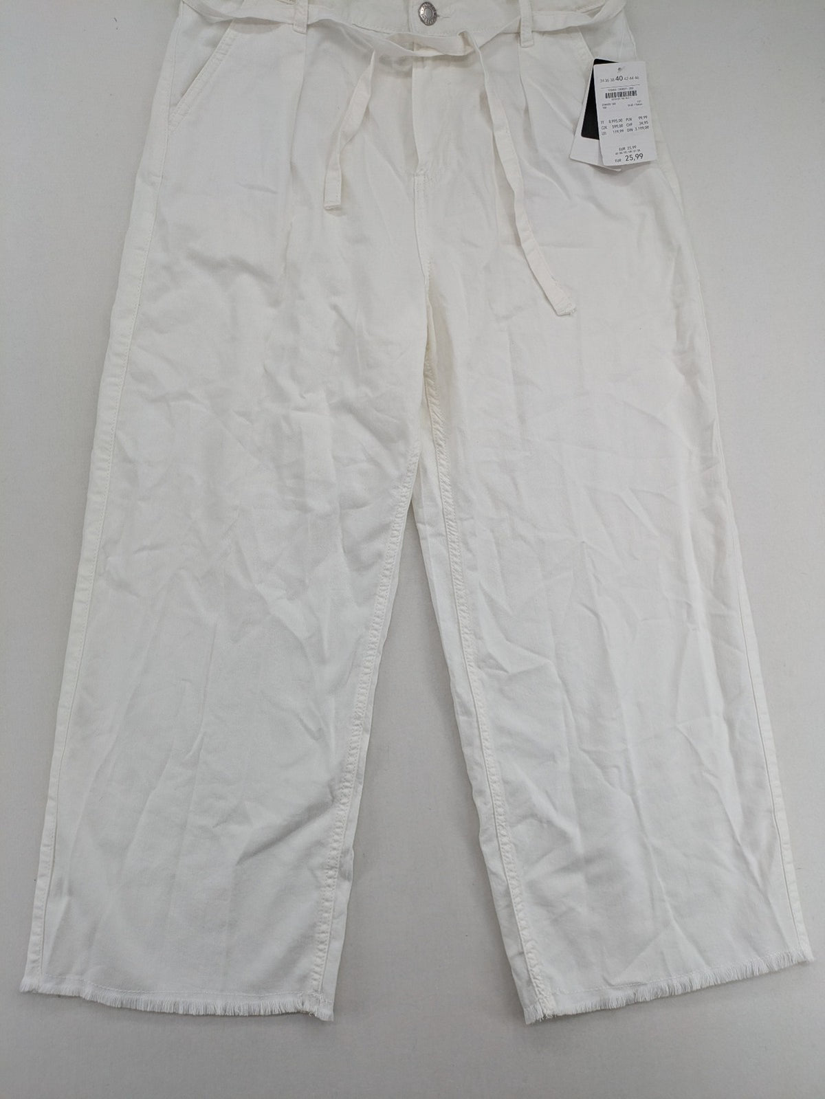 Page One white culotte pants high waist wide leg breathable linen blend with matching belt