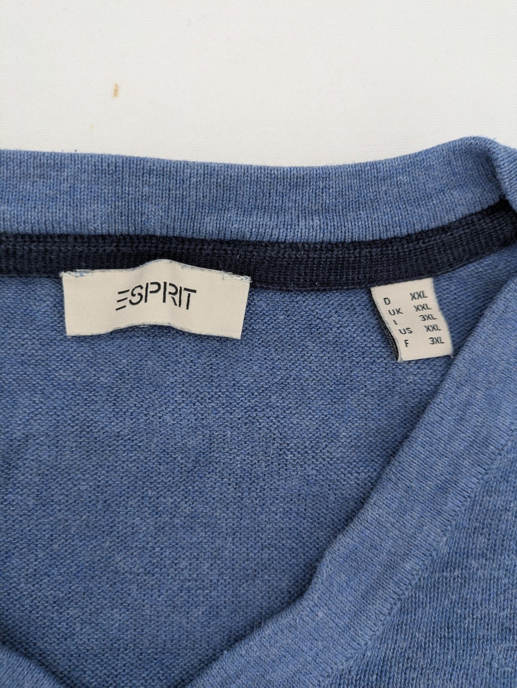 Esprit blue turtle neck jumper, V-neck, soft cotton, classic design.