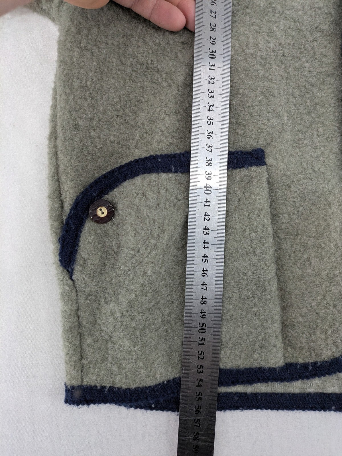 Caramasov grey and navy children's Janker jacket with contrasting trim and rustic buttons.