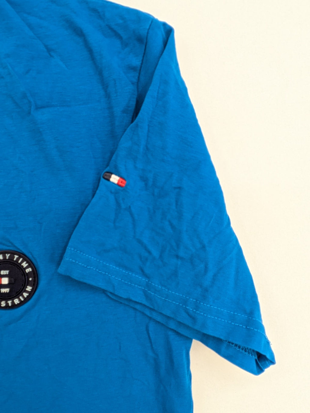 Littstar blue t-shirt cotton blend round neck short sleeves logo patch detail