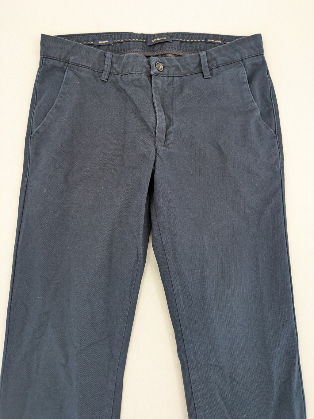 Paul Hunter navy chino pants regular fit cotton blend with stretch for comfort.