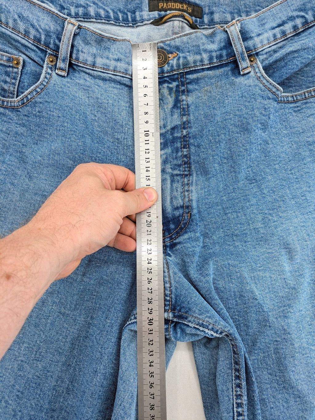 Paddock's blue straight jeans classic 5-pocket style with zipper, comfortable stretch denim.