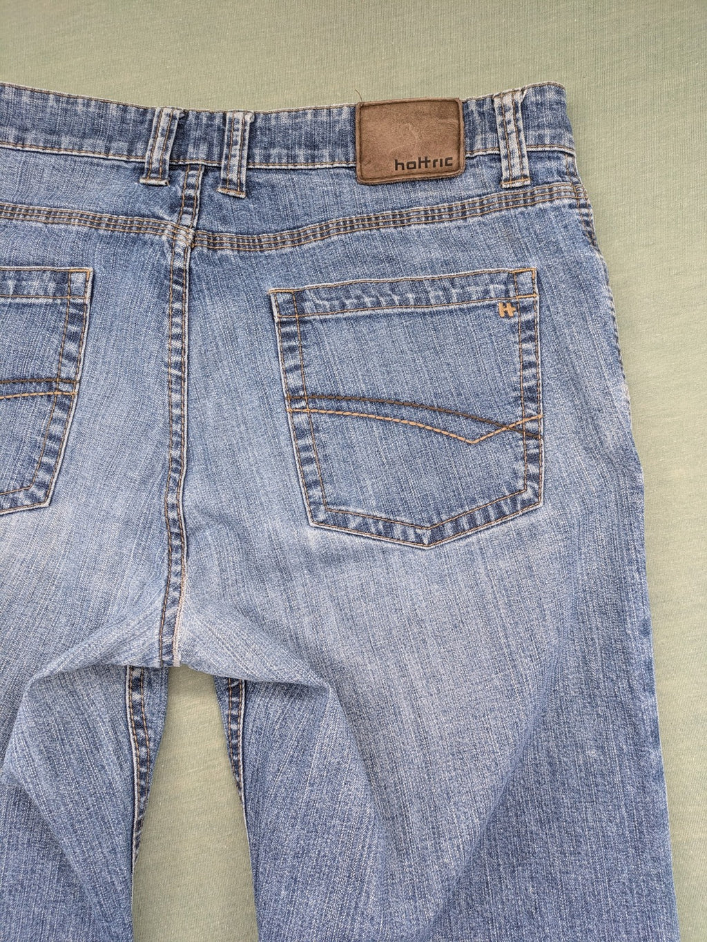 Hattric blue straight jeans durable denim five-pocket design button fly