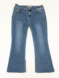 Obiettivo blue bootcut jeans 5-pocket design, comfortable stretch denim, classic medium wash.