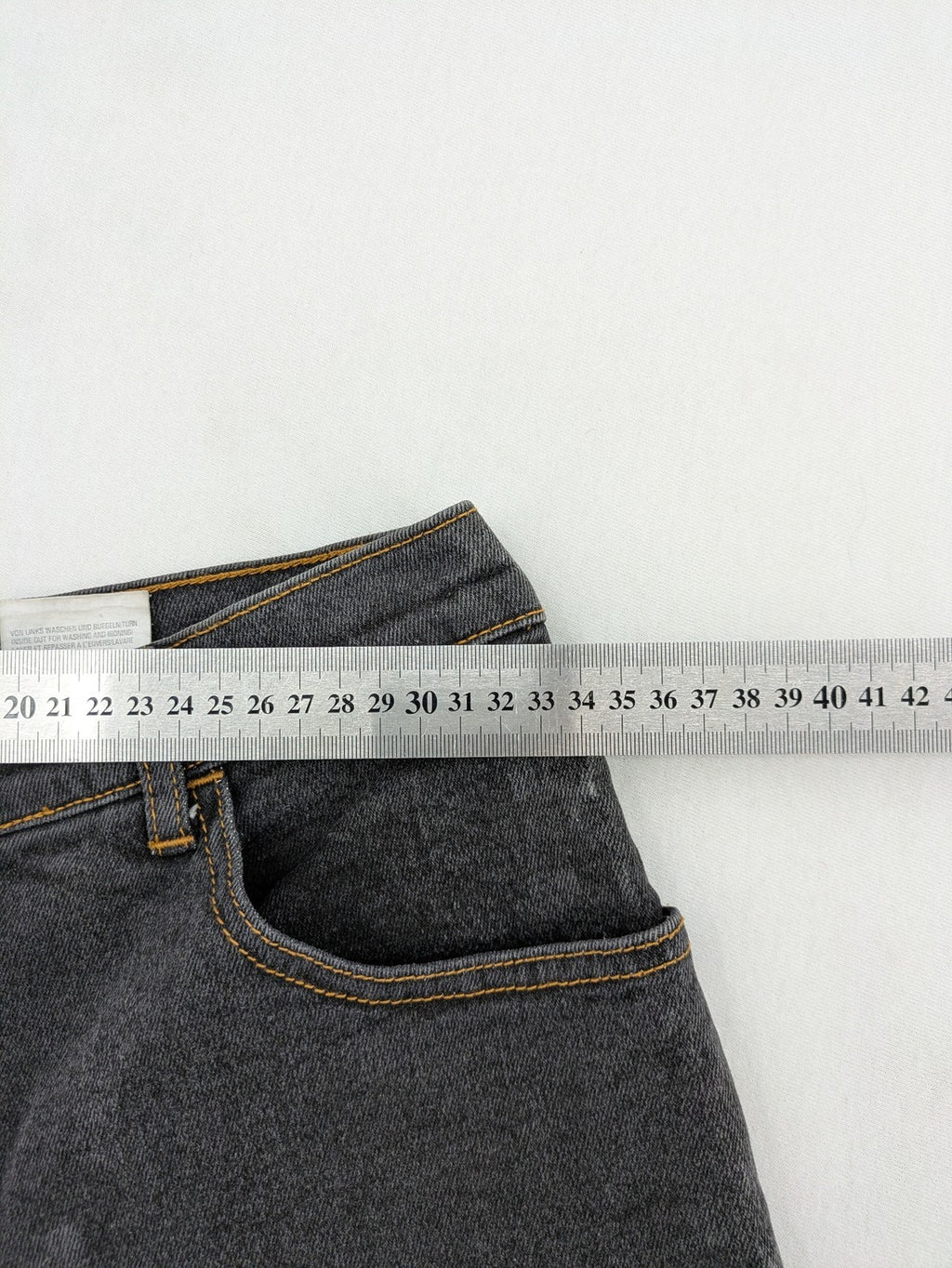 john baner grey high waist mom jeans classic 5-pocket design with contrast stitching