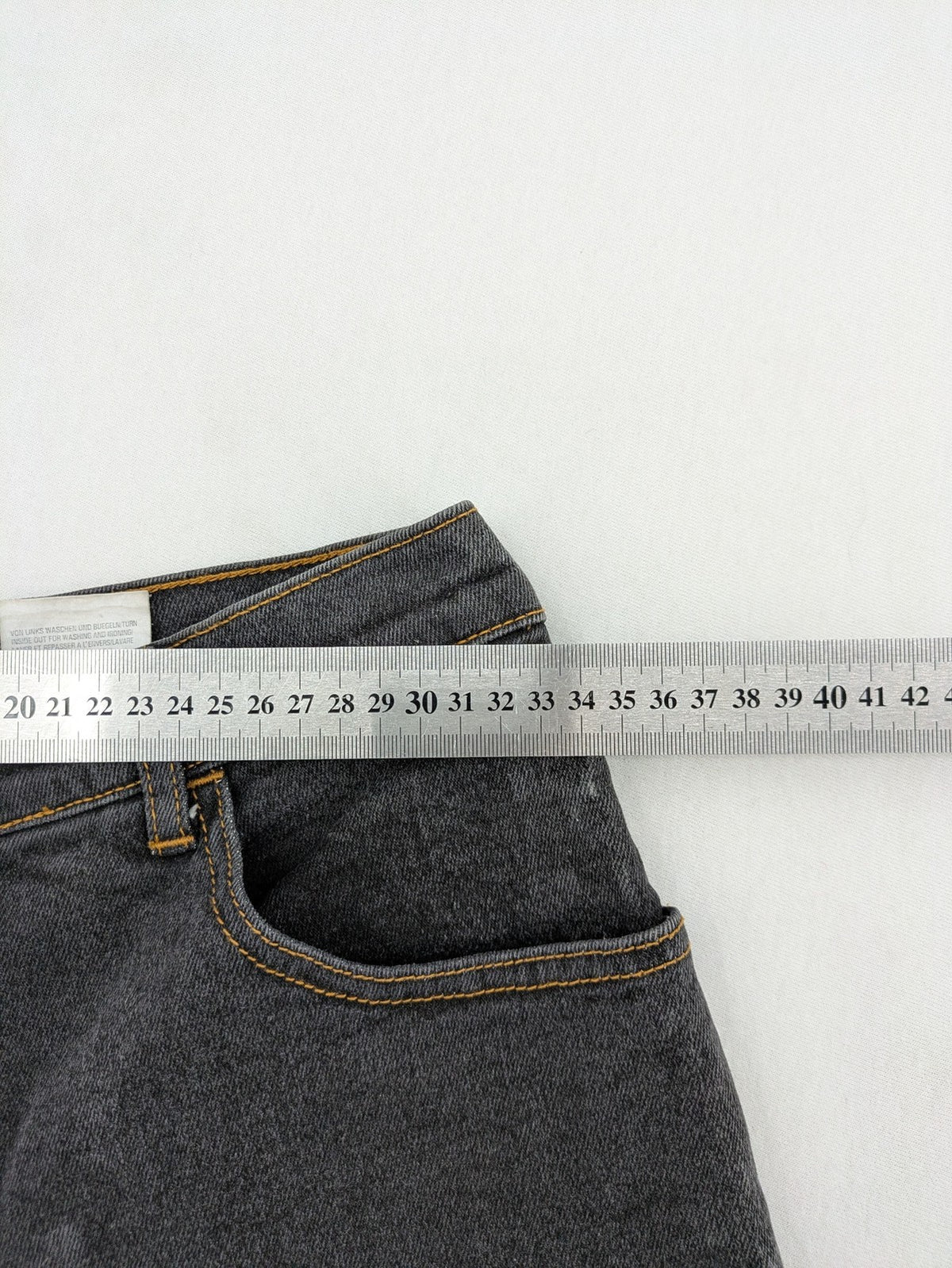 john baner grey high waist mom jeans classic 5-pocket design with contrast stitching