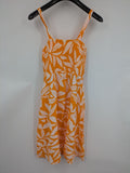 up2 fashion orange summer dress floral print smocked bodice 100% viscose