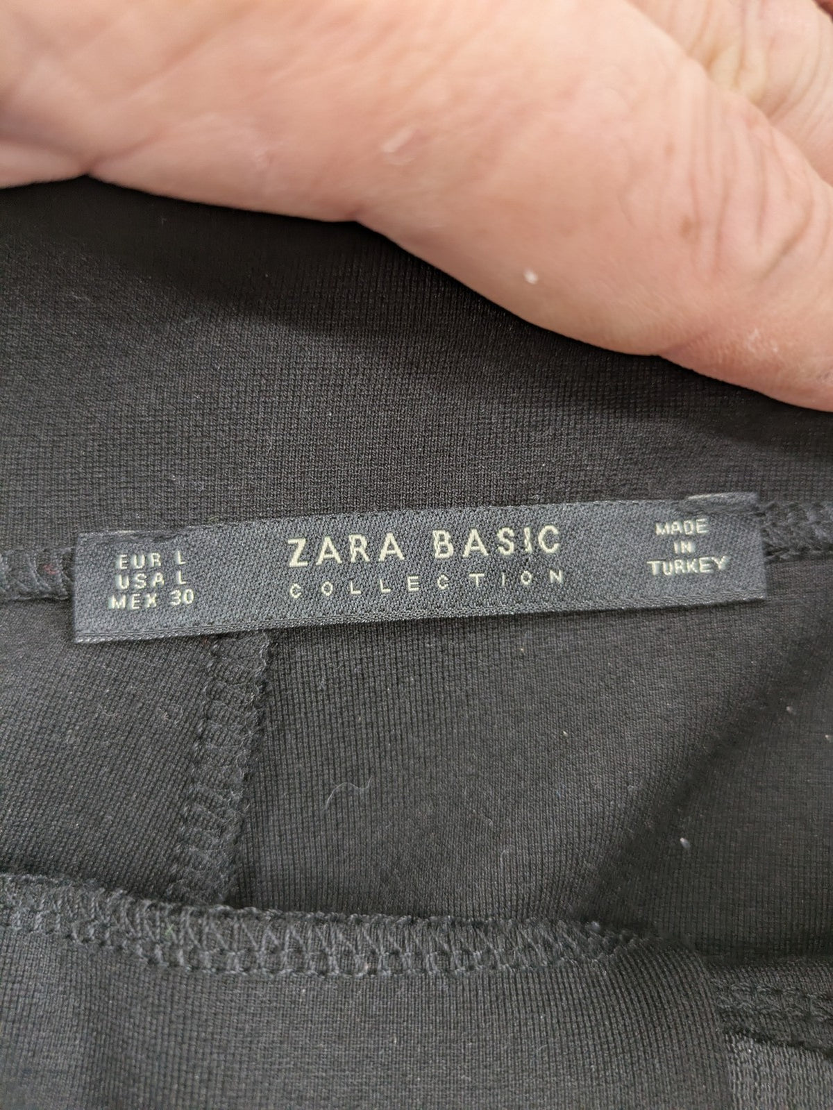 Zara Basic black bicycle tights high-rise with smooth stretch fabric and flattering front seam.