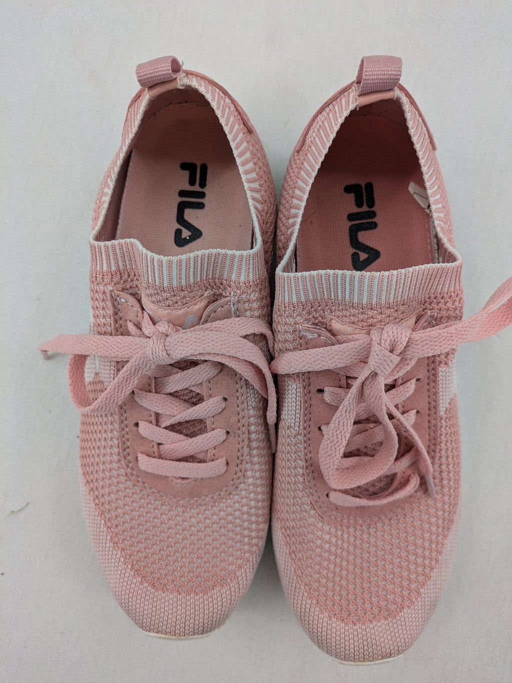 Fila pink sneakers breathable mesh upper sock-like fit with white accents