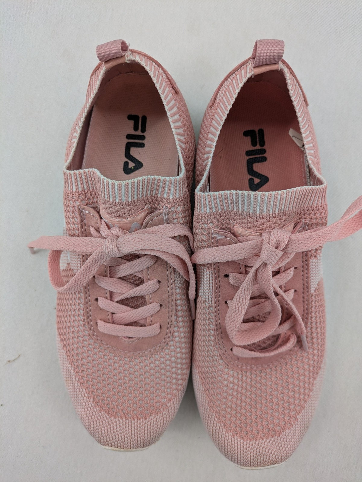 Fila pink sneakers breathable mesh upper sock-like fit with white accents