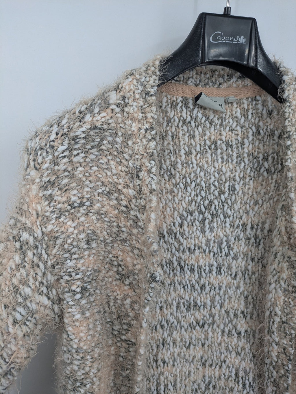 9th Avenue pink cardigan open front soft knit with multicolored pattern